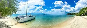 Leela Beach and wooden promenade in koh Phangan, Thailand