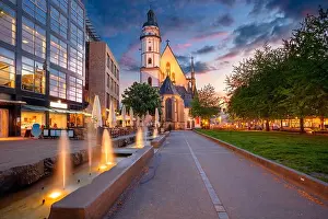 Leipzig, Germany. Cityscape image of Leipzig downtown during beautiful sunset