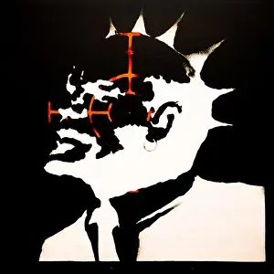 Communist Prints: Lenin in Sight, Lenin as a punk figure with crosshairs on his sleep
