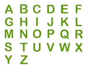 Heart Shape Prints: Letter A-Z, Alphabet Letters Made of Four Leaf Clover Isolated on White Background