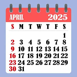 Calendar Date Prints: Letter calendar for April 2025
