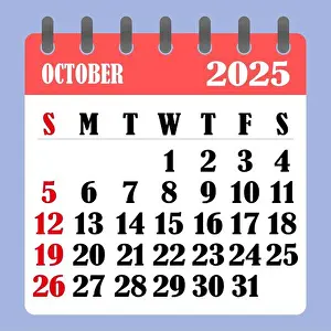 Calendar Date Prints: Letter calendar for October 2025