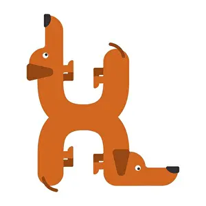 Dachshund Prints: Letter H is dog. pet font. Dachshund alphabet. Lettering home animal