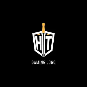 Gamer Prints: Letter HT logo with shield and sword design inspiration vector graphic