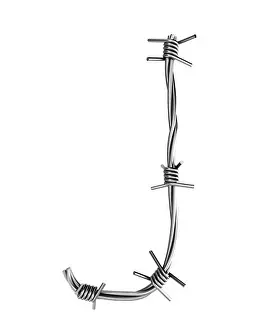 Razor Prints: Letter J made from barbed wire