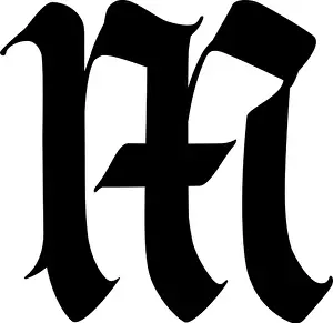 Classics Prints: Letter m, in the Gothic style. Vector