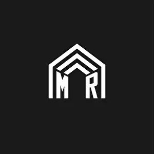 Mortgage Prints: Letter MR house roof shape logo creative real estate monogram logo style vector graphic