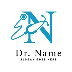 Doctors Prints: Letter N Stethoscope Logo. Alphabet N Doctor Business Icon
