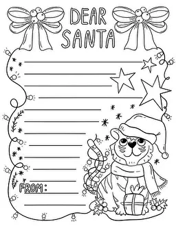 Letter to Santa Claus Coloring Page - Tiger symbol of 2022