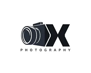 Typeface Prints: letter X Camera logo template. Camera logo icon on white background