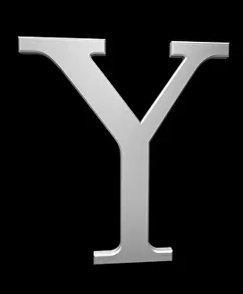 Aluminum Prints: Letter Y in brushed steel isolated on black with clipping path