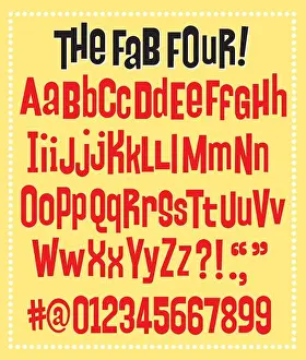 Lowercase Prints: Lettering or typeface inspired by vintage Beatles graphics