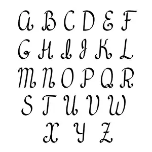 Reading Prints: Letters of English alphabet uppercase linear vector illustration