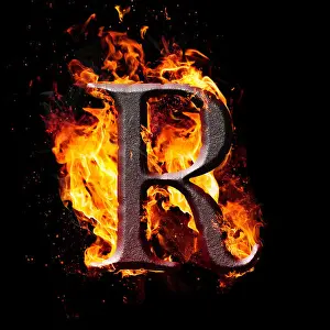 Fiery Prints: Letters and symbols in fire - R