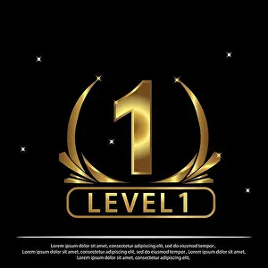 Level 1 background. Level 1 golden. Vector Illustration on black background
