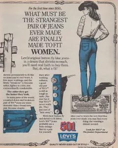 Magazine Advert Prints: Levi's 501 Womenswear Levi's 501 Jeans magazine advertisement 1981
