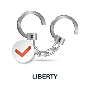 Immigrant Prints: Liberty icon. 3d illustration from harassment collection