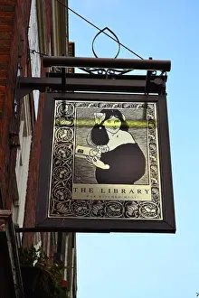 The Library pub sign, Islington, London, UK ARTIFEX LUCIS