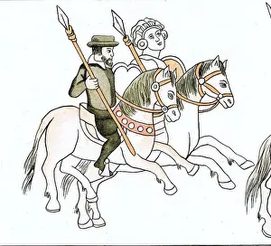 Historical Figures Prints: *Lienzo Tlaxcala Jinetes* by Diego Muñoz Camargo