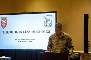 Special Forces Prints: Lieutenant General Braga gives a speech before introducing four of the original 10th Special Forces Group (Airborne)