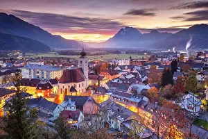 Liezen, Austria. Cityscape image of Liezen, Austria at beautiful autumn sunset