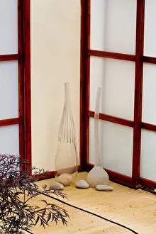 Pebbles Prints: Still life with arrangements on the oriental touched patio