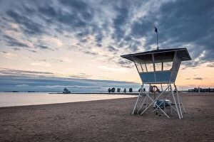 Images Dated 19th July 2017: Lifeguard Tower on the Beach at Sunset during the Summer in Finland
