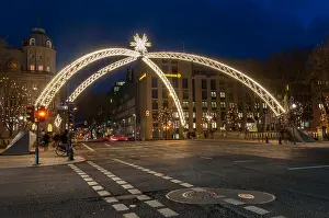 North Rhine Westphalia Prints: 'Light Bridge' on the Kö, or Königsallee in Düsseldorf, NRW, Germany