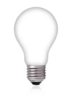 Watt Prints: Empty Light Bulb on white background