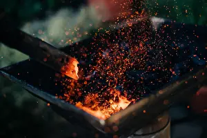 Flames Prints: light up coal for barbecue