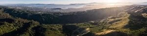 Aerial Landscape Collection: The last light of day illuminates the green, rolling hills just east of San Francisco Bay
