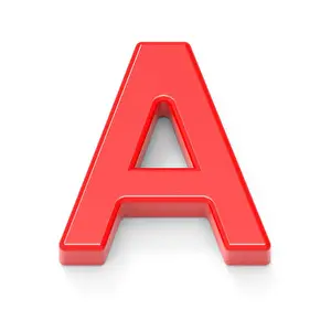 Dimensional Prints: light red letter A, 3D rendering graphic isolated on white background