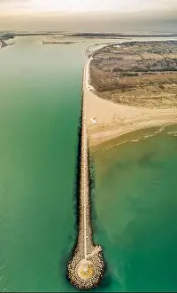 lignano sabbiadoro lighthouse, geometrical photo, view from a drone