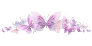 Stickers Prints: Lilac, pink and blue butterflies