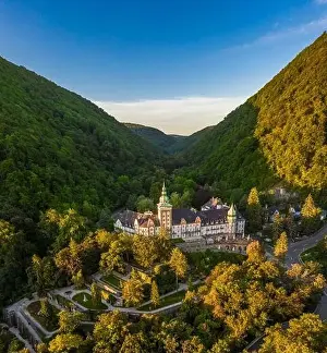 Bukk Prints: Lillafured, Hungary - Aerial view of the famous Lillafured Castle in the mountains of Bukk near Miskolc on a sunny