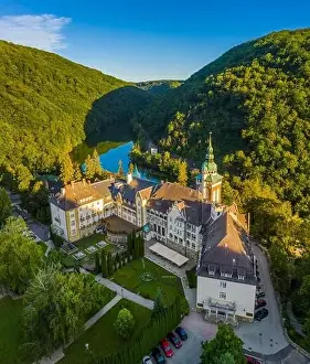 Bukk Prints: Lillafured, Hungary - Aerial view of the famous Lillafured Castle in the mountains of Bukk near Miskolc on a sunny