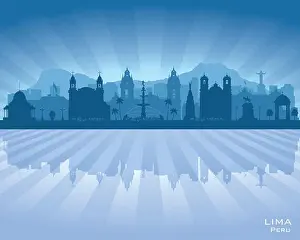 Lima Peru Prints: Lima Peru city skyline vector silhouette illustration