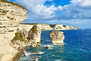 Images Dated 23rd September 2015: The limestone cliff, Bonifacio, South Coast of Corsica Island, France