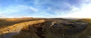 Dales Prints: Limestone pavement panoramic drone aerials # of Crummock Dale near Austwick