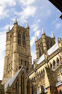 Arched Windows Prints: Lincoln Cathedral. West Towers from the South East