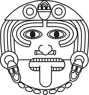 Indigenous Culture Prints: line aztec sun god culture symbol