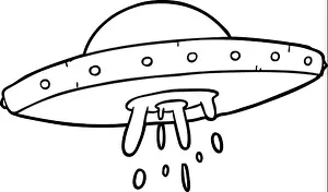 Saucer Prints: line drawing of a flying UFO