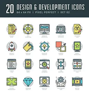 Infographics Prints: Line icons set. Trendy Modern flat thin linear stroke vector Design and Development concept