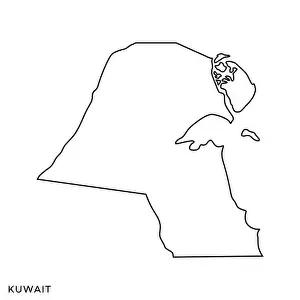 Kuwait Prints: Line map of Kuwait vector stock illustration design template