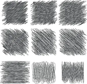 Hatching Prints: line set of griffin pencil strokes, brushes