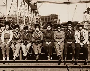 Shipyard Prints: Line Up of Some of Women Welders Including The Women's Welding Champion of Ingalls Shipbuilding Corp