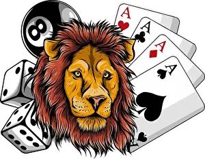 Slot Prints: Lion Bet casino logo tamplate vector design