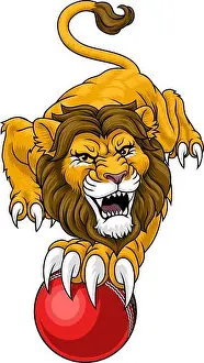 Claw Prints: Lion Cricket Ball Animal Sports Team Mascot