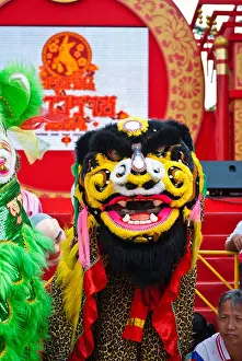 Manipulate Prints: Lion dance on Chinese New Year, China town, Bangkok