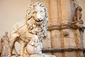 Florence Italy Prints: Lion Satue, Florence, Italy